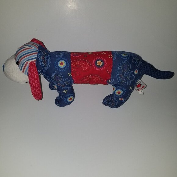 Daschie GANZ Puppy Dog Plush Red Blue Paisley 16" Long Stuffed Animal Lovey Toy - Picture 3 of 10